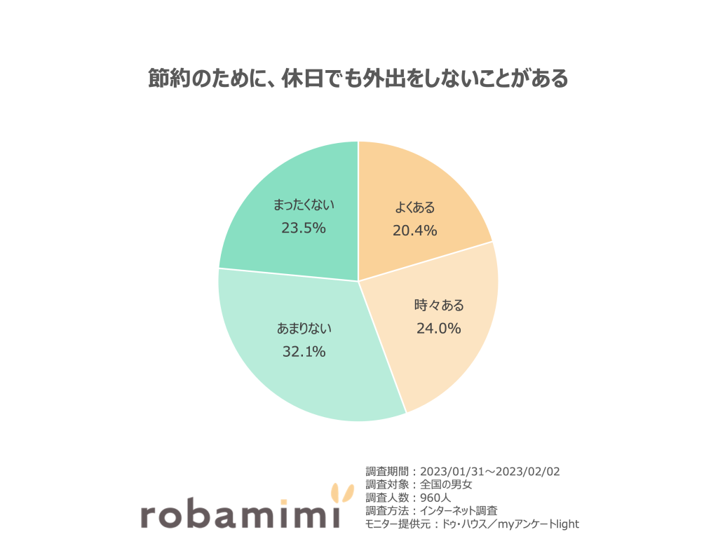 節約のために、休日でも外出をしないことがある。